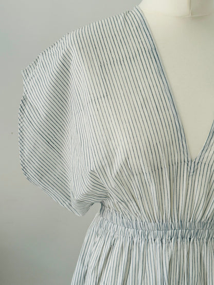 Nura Dress - Blue Pinstripes