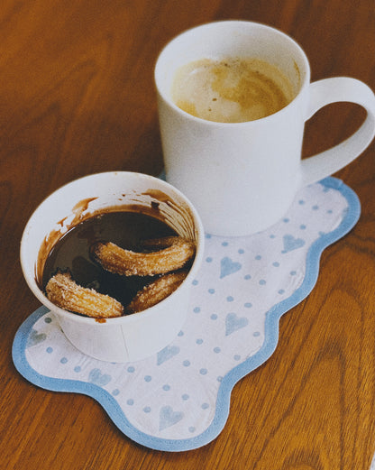 Two Blue Heart cocktail napkins