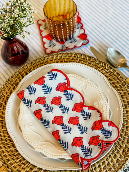 Six Red poppy cocktail squares